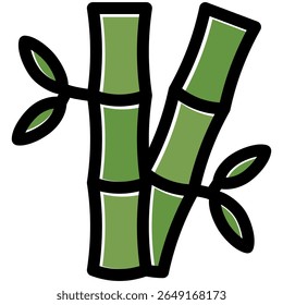 bamboo icon in flat outline offset style