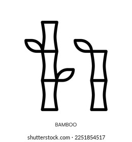 icono de bambú. Diseño De Estilo De Arte De Línea Aislado En Fondo Blanco