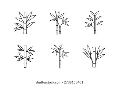 bamboo icon line art vector illustration isolated