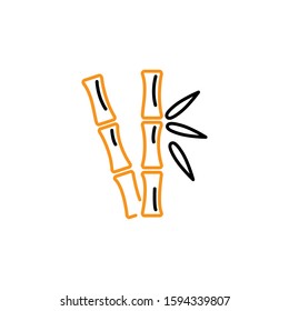 Bamboo icon Line and two colour design template
