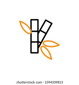 Bamboo icon Line and two colour design template