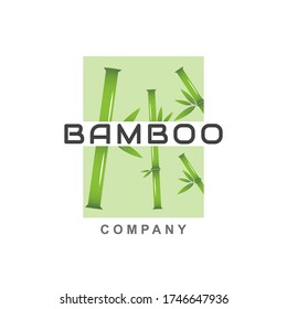 Bamboo icon logo design template with green leaf ant tree shape. Tropical nature concept isolated on white background. Vector illustration graphic for element business, spa, massage, label product