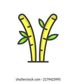 Bamboo Icon. Bamboo Logo. Vector Illustration. Isolated on White Background. Editable Stroke