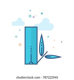 Bamboo icon in outlined flat color style. Vector illustration.