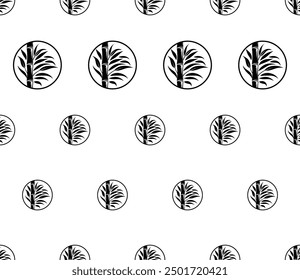 Bamboo Icon Seamless Pattern, Tropical Tall Grass With Hard, Hollow Stem Vector Art Illustration