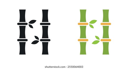 Bamboo icon set in black and colored version