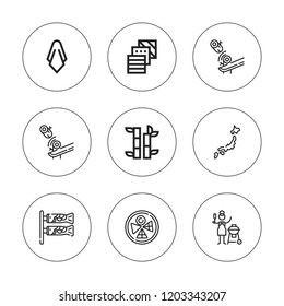 Bamboo icon set. collection of 9 outline bamboo icons with bamboo, charcoal, fabric, koinobori, japan, silk icons. editable icons.