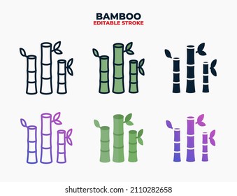 Bamboo icon set with different styles. Icons designed in filled, outline, flat, glyph and line colored. Editable stroke and pixel perfect. Can be used for web, mobile, ui and more.