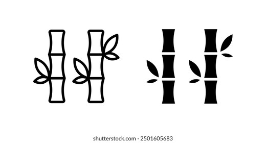 bamboo icon set. Line Art Style Design color editable