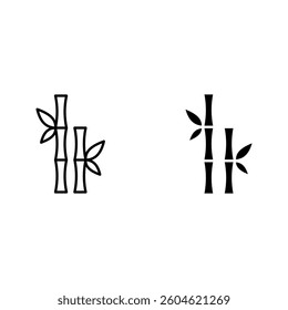 bamboo icon set. Line Art Style Design color editable