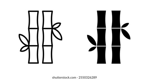 Bambus Icon Set. Symbol einzeln auf weißem Hintergrund. Vektorgrafik. farblich bearbeitbar.