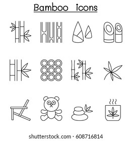 Bamboo icon set in thin line style