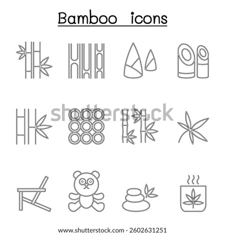 Bamboo icon set in thin line style