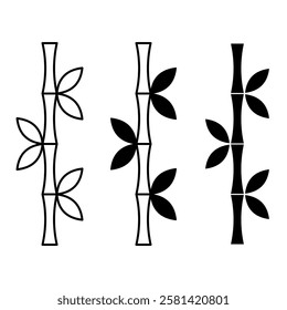 Bamboo Icon set, Bamboo Icon Vector, Bamboo Icon Symbol. Sugarcane Vector Icon in line style design.