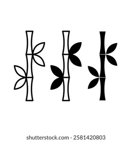 Bamboo Icon set, Bamboo Icon Vector, Bamboo Icon Symbol. Sugarcane Vector Icon in line style design.