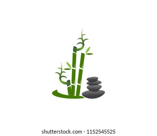 Bamboo icon spa logo design vector illustration