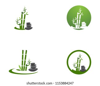 Bamboo icon spa logo design vector illustration