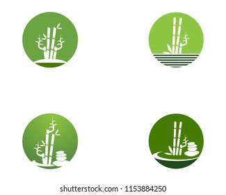Bamboo icon spa logo design vector illustration
