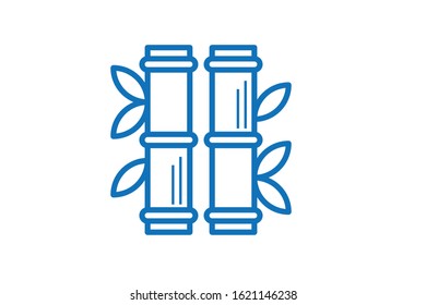 Bamboo icon vector blue color