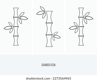 bamboo icon vector. bamboo sign on white background.  Bamboo with leaves line icon.