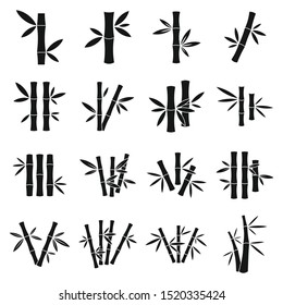 Bamboo icons set. Simple set of bamboo vector icons for web design on white background