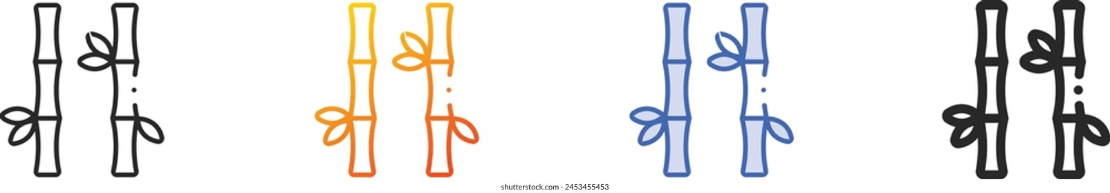 bamboo icon.Thin Linear, Gradient, Blue Stroke and bold Style Design Isolated On White Background