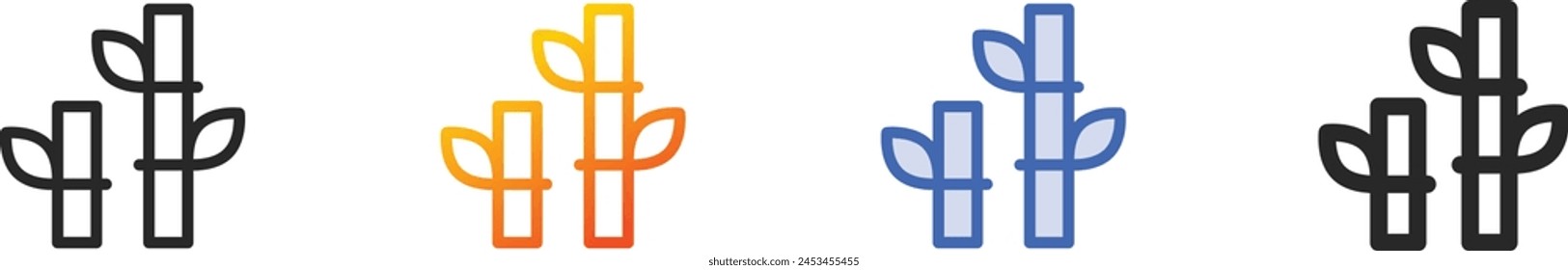 bamboo icon.Thin Linear, Gradient, Blue Stroke and bold Style Design Isolated On White Background
