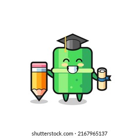 bamboo illustration cartoon is graduation with a giant pencil , cute style design for t shirt, sticker, logo element