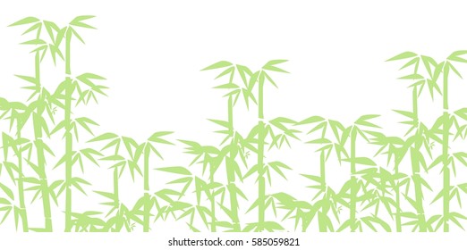 Bamboo illustration.  Design for prints, asian spa and massage, cosmetics package, materials. Horizontal background with copy space. Bamboo forest set. Nature. Japan., China. Plant. 