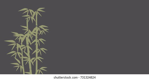 Bamboo illustration.  Design for prints, asian spa and massage, cosmetics package, materials. Horizontal background with copy space. Bamboo forest set. Nature. Japan., China. Plant. 