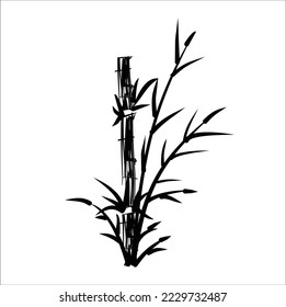 bamboo ink painting vector design illustration line art