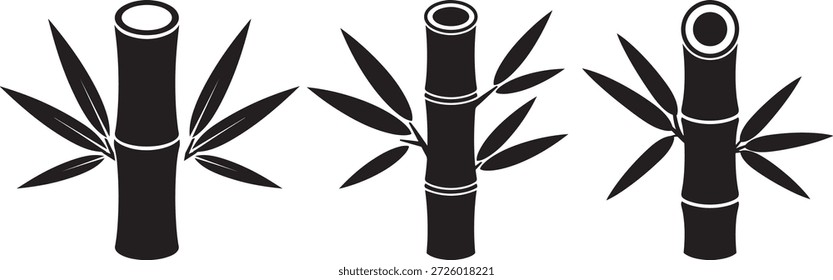 Bambú aislado sobre fondo blanco planta de tallo zen asia gráfico tradicional
