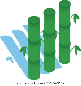 Bamboo isometric Concept, Leafy Plant Vector Color Icon Design, Traditional Chinese Culture Symbol, Lunar New Year of the Rabbit 2023 Sign, China Travel Guide Stock illustration