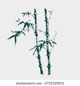 bamboo japanese chinese vector ink traditional asian design isolated
