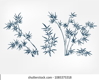 bamboo japanese paint style design sketch design element vector
