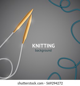 Bamboo knitting needles background neutral colors