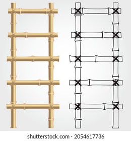 Bamboo ladders in vector. Colored and lines