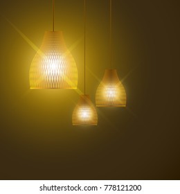 bamboo lamp vector