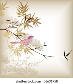 Bamboo Leaf and Birds 1