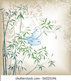 Bambus Leaf und Vögel 3