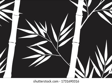 
Bamboo leaf composition in design. Vector romantic landscape with bamboo trees on a white and gray background, and various attractive colors make an exclusive design
