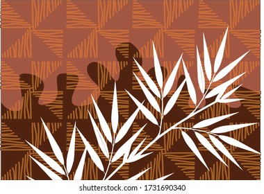 
Bamboo leaf composition in design. Vector romantic landscape with bamboo trees on a white and gray background, and various attractive colors make an exclusive design
