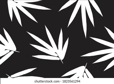 Bamboo leaf composition in design. Vector romantic landscape with bamboo trees on a white and gray background, and various attractive colors make an exclusive design
