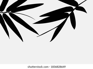 Bamboo leaf composition in design. Vector romantic landscape with bamboo trees on a white and gray background, and various attractive colors make an exclusive design