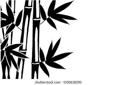 Bamboo leaf composition in design. Vector romantic landscape with bamboo trees on a white and gray background, and various attractive colors make an exclusive design