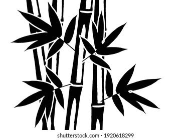 Bamboo leaf composition in design. Vector romantic landscape with bamboo trees on a white and gray background, and various attractive colors make an exclusive design