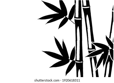 Bamboo leaf composition in design. Vector romantic landscape with bamboo trees on a white and gray background, and various attractive colors make an exclusive design
