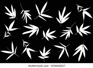 Bamboo leaf composition in design. Vector romantic landscape with bamboo trees on a white and gray background, and various attractive colors make an exclusive design