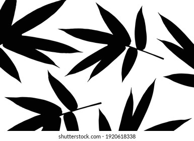 Bamboo leaf composition in design. Vector romantic landscape with bamboo trees on a white and gray background, and various attractive colors make an exclusive design