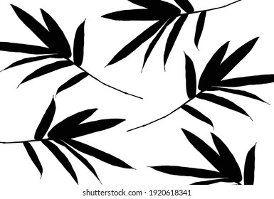 Bamboo leaf composition in design. Vector romantic landscape with bamboo trees on a white and gray background, and various attractive colors make an exclusive design